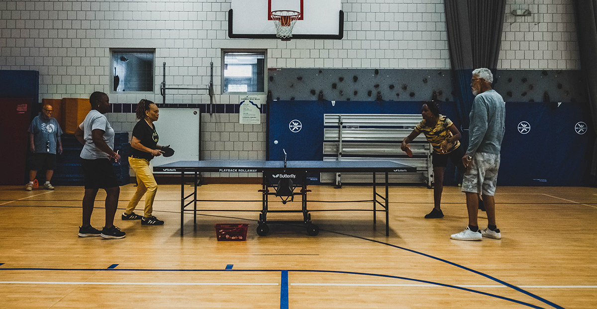 Seniors playing ping pong